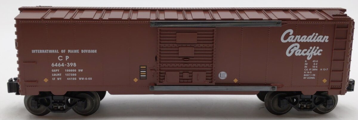 Lionel 6-29215 O Gauge Canadian Pacific Boxcar #6464-398 EX/Box