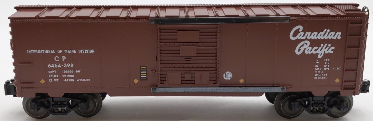 Lionel 6-29215 O Gauge Canadian Pacific Boxcar #6464-398 EX/Box