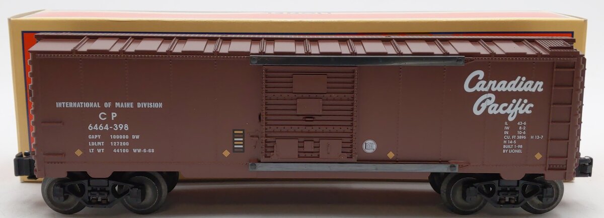 Lionel 6-29215 O Gauge Canadian Pacific Boxcar #6464-398 EX/Box