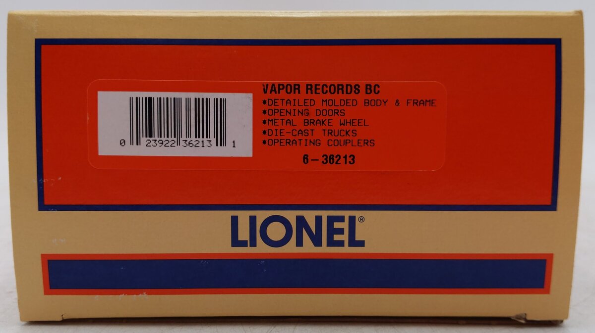 Lionel 6-36213 O Gauge Vapor Records Christmas Box Car EX/Box