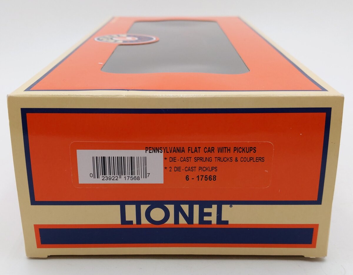 Lionel 6-17568 O Gauge Pennsylvania Flatcar with Pickup Trucks LN/Box