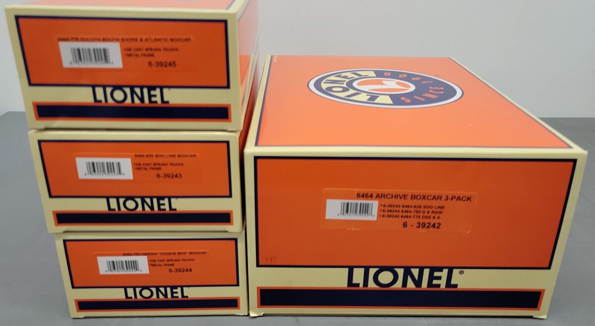 Lionel 6-39242 O Gauge 6464 Archive Boxcars (Set of 3) EX/Box
