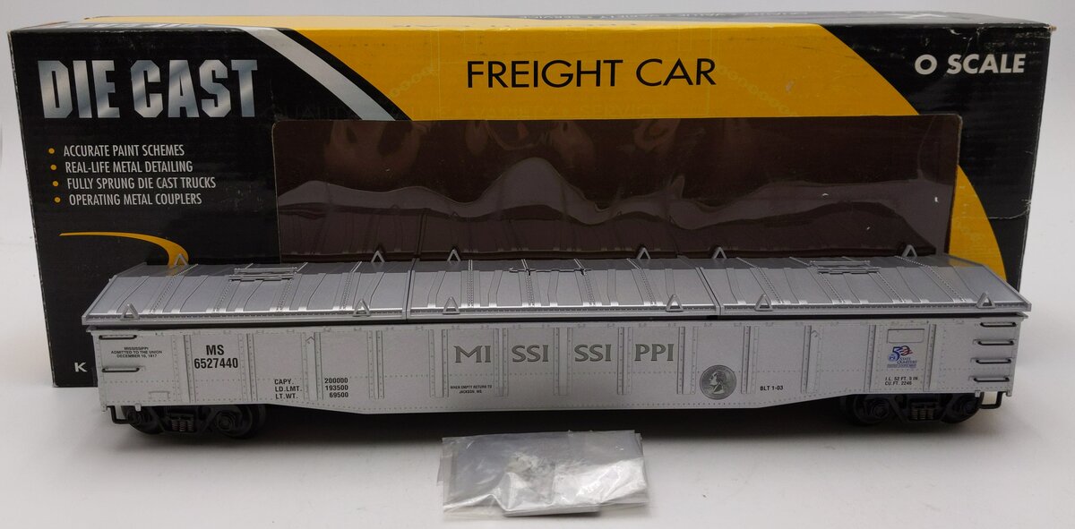 K-Line K652-7440 O Gauge Mississippi Commemorative Quarter Gondola NIB