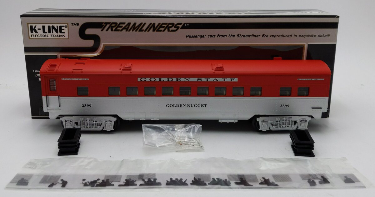 K-Line K4532-2399 O Golden State Golden Nugget 13.5" Streamliner Coach Car #2399 LN/Box
