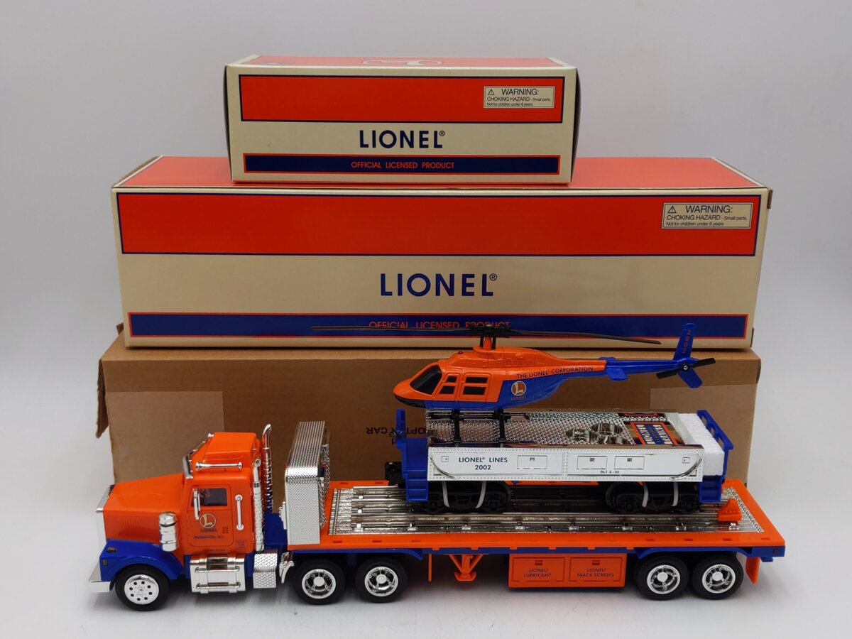 Lionel TMT-18418 O Flatbed Toy Truck & Operating Helicopter Car NIB