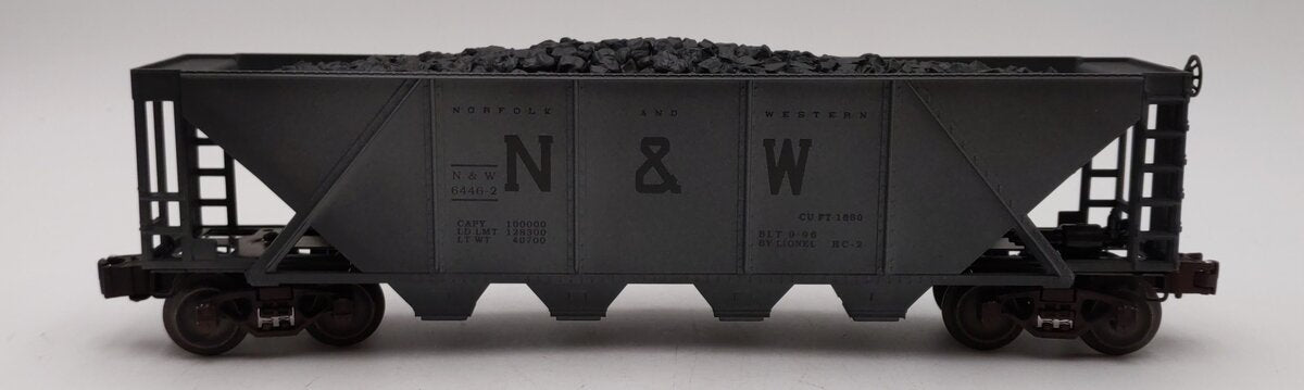 Lionel 6-19328 O Norfolk & Western 4-Bay Weathered Hopper w/Coal Load #6446-4 LN/Box