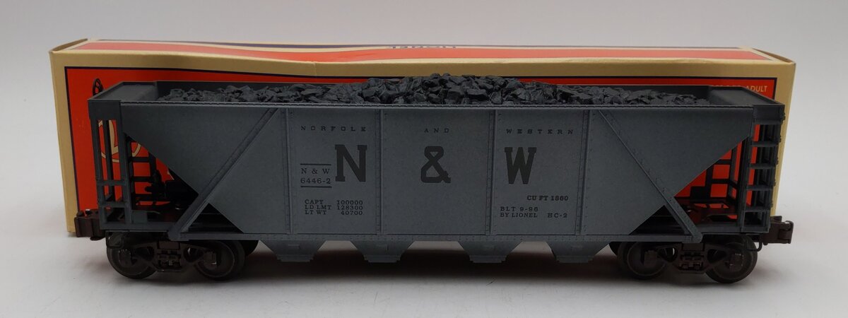 Lionel 6-19328 O Norfolk & Western 4-Bay Weathered Hopper w/Coal Load #6446-4 LN/Box