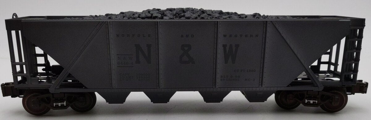 Lionel 6-19326 O N&W 4-Bay Weathered Hopper w/ Coal Load #6446-2 - Custom/Box