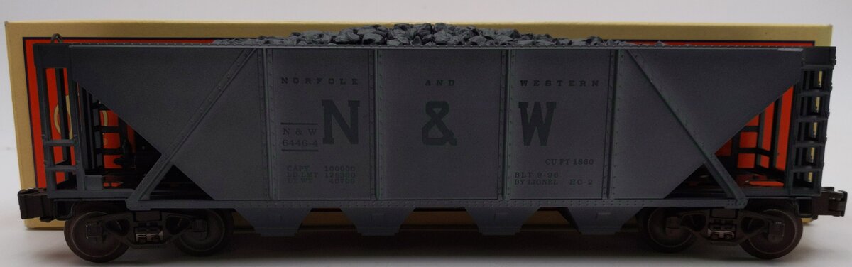 Lionel 6-19326 O N&W 4-Bay Weathered Hopper w/ Coal Load #6446-2 - Custom/Box