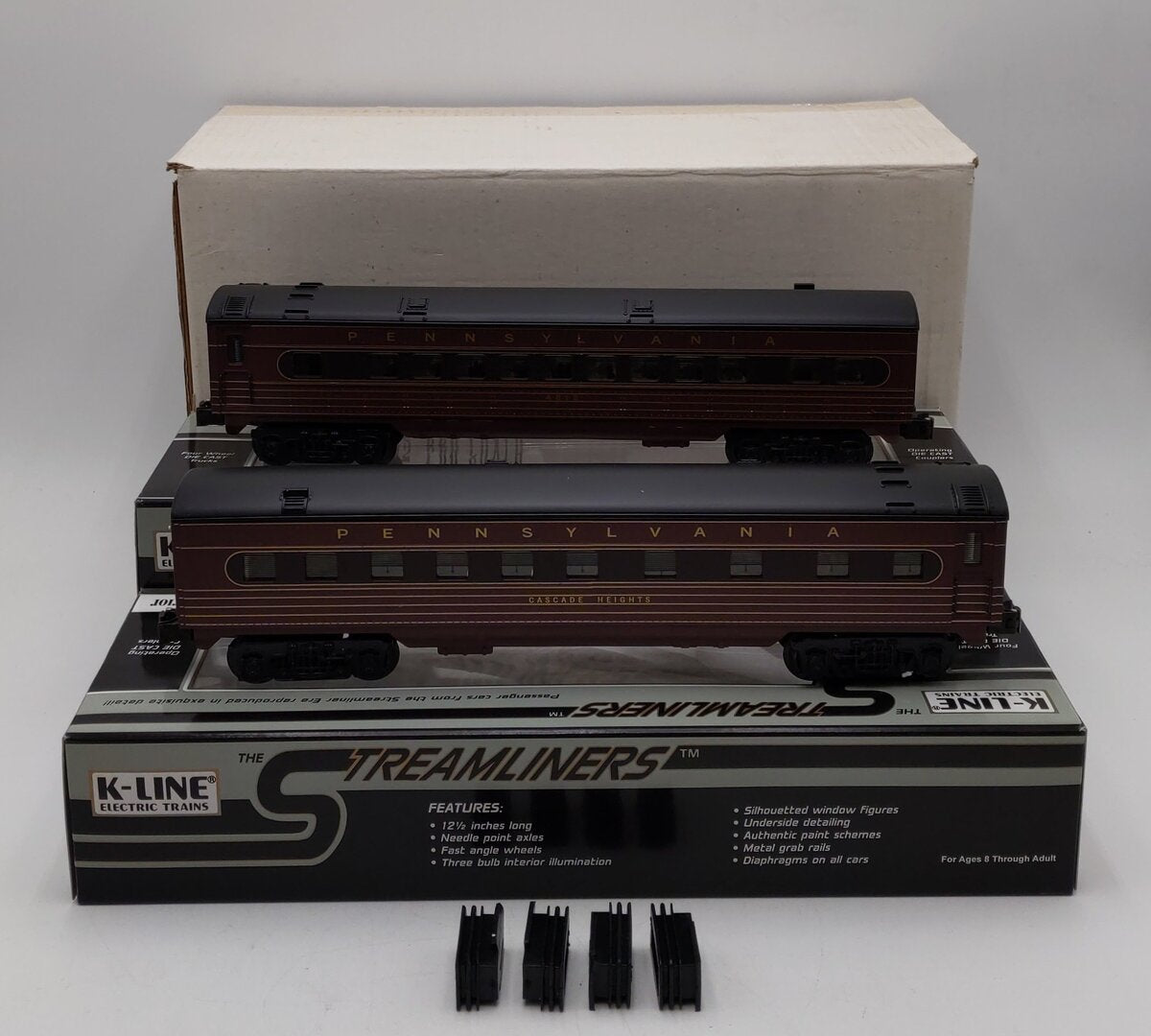 K-Line K-4580B O Pennsylvania 12.5" Streamliner Passenger Cars (Set of 2) LN/Box