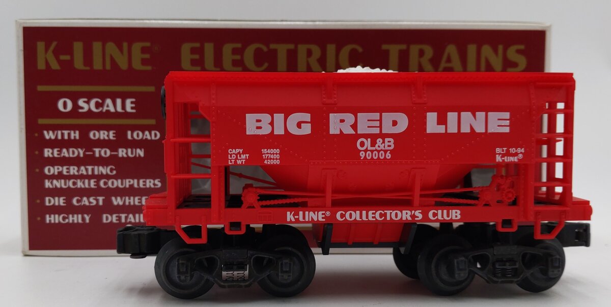 K-Line K90006 O Gauge K-Line Collectors Club 1994 Big Red Line Ore Car EX/Box