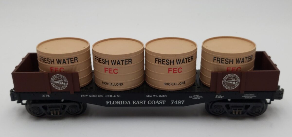K-Line K661-1551 Florida East Coast Flat Car with 4 Vats LN/Box