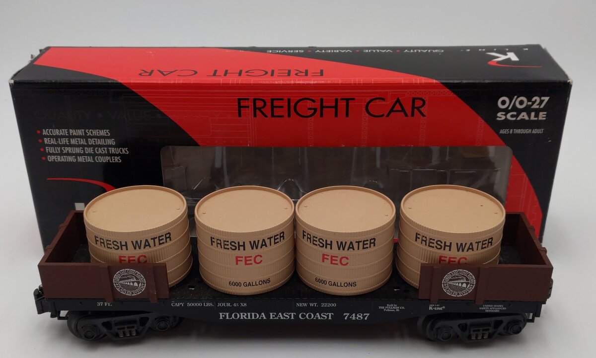 K-Line K661-1551 Florida East Coast Flat Car with 4 Vats LN/Box