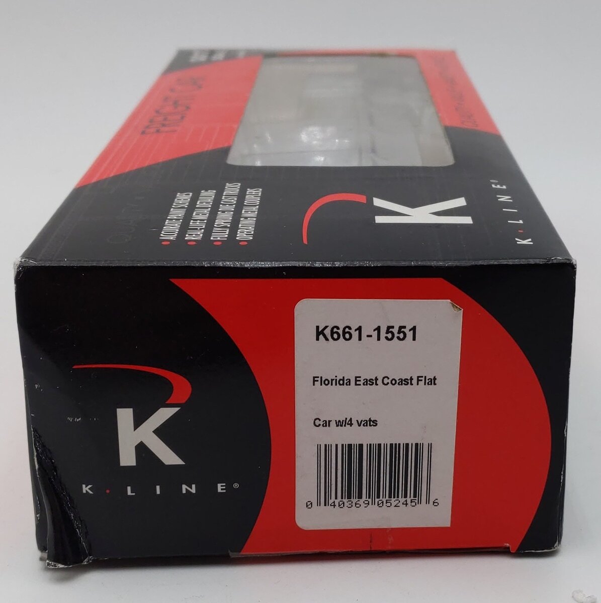 K-Line K661-1551 Florida East Coast Flat Car with 4 Vats LN/Box