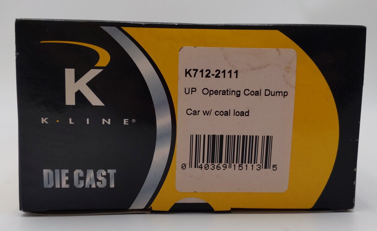K-Line K712-2111 O Union Pacific Operating Coal Dump Car with Coal Load #908028 EX/Box