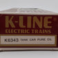K-Line K6343 O Pure Oil Single Dome Tank Car EX/Box