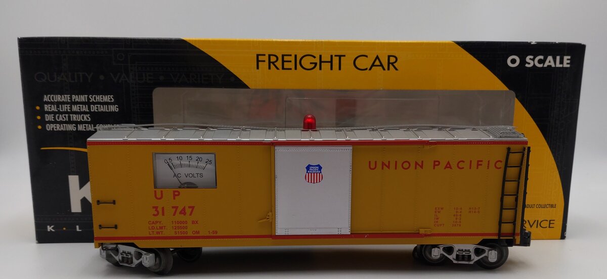 K-Line K7041-2111 O Gauge Union Pacific Operating Voltmeter Car #31747 EX/Box