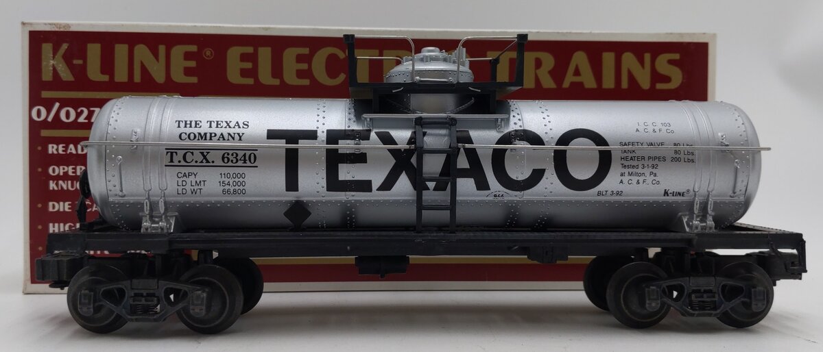K-Line K-6340 O Texaco Single Dome Classic Tank Car EX/Box