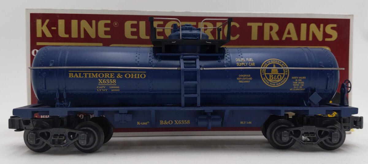 K-Line K-6358 O Gauge Baltimore & Ohio Single Dome Tank Car #X6358 LN/Box