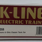 K-Line K-6358 O Gauge Baltimore & Ohio Single Dome Tank Car #X6358 LN/Box