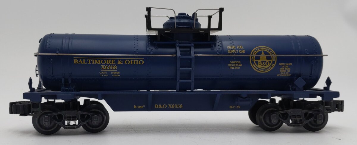 K-Line K-6358 O Gauge Baltimore & Ohio Single Dome Tank Car #X6358 LN/Box