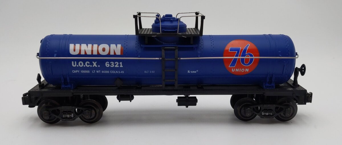 K-Line K6321 O Gauge Union 76 Single Dome Tank Car #6321 EX/Box