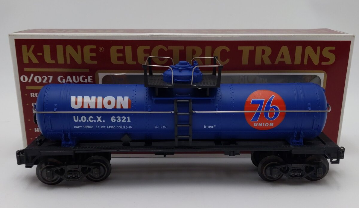K-Line K6321 O Gauge Union 76 Single Dome Tank Car #6321 EX/Box