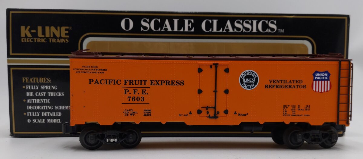 K-Line K7603 O Gauge Pacific Fruit Express Refrigerator Car #7603 EX/Box