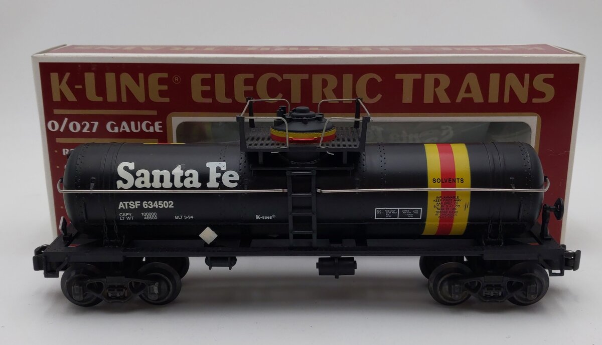 K-Line K-634502 O Gauge Santa Fe Black Single Dome Tank Car #634502 EX/Box