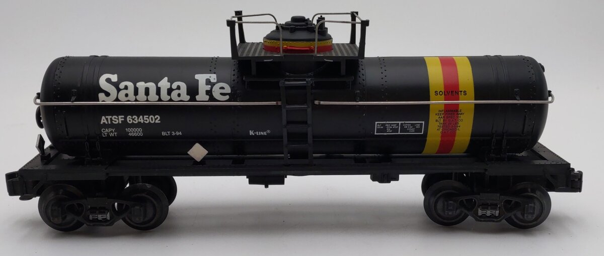 K-Line K-634502 O Gauge Santa Fe Black Single Dome Tank Car #634502 EX/Box