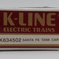 K-Line K-634502 O Gauge Santa Fe Black Single Dome Tank Car #634502 EX/Box