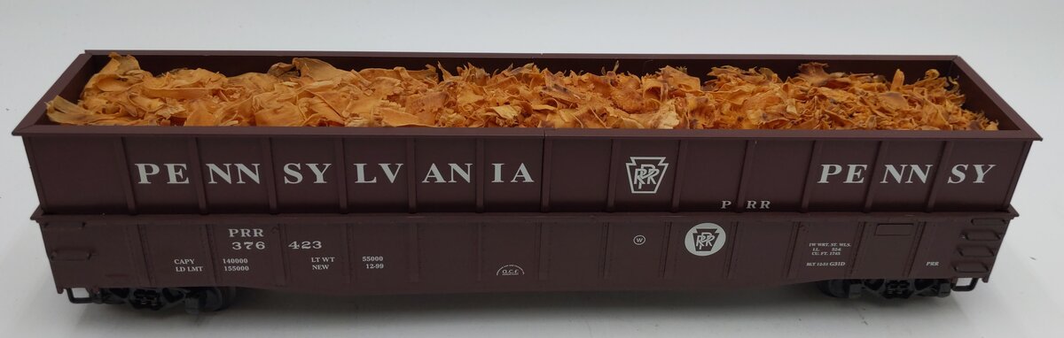 K-Line K652-1892 O Gauge Diecast PRR Wood Chip Gondola w/ Load #376423 EX/Box