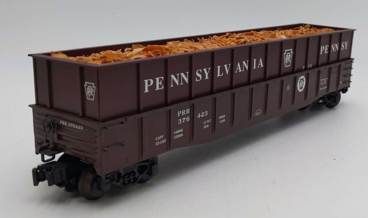K-Line K652-1892 O Gauge Diecast PRR Wood Chip Gondola w/ Load #376423 EX/Box