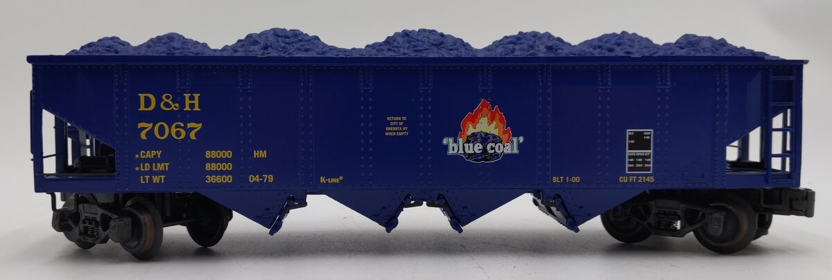 K-Line K623-1453 O Gauge Delaware & Hudson Diecast 4-Bay Hopper #7067 LN/Box