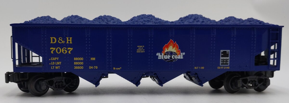 K-Line K623-1453 O Gauge Delaware & Hudson Diecast 4-Bay Hopper #7067 LN/Box