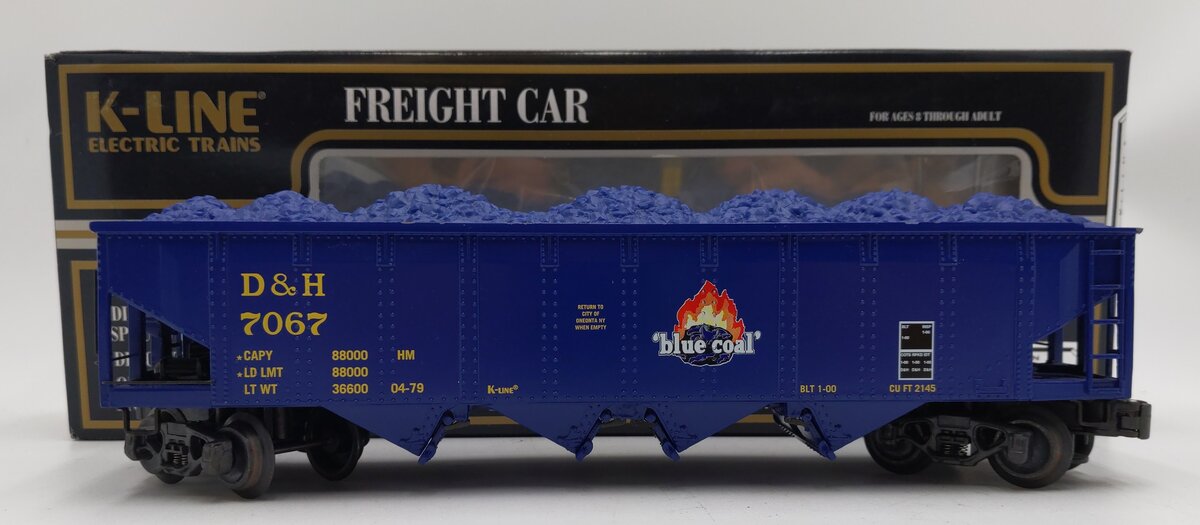 K-Line K623-1453 O Gauge Delaware & Hudson Diecast 4-Bay Hopper #7067 LN/Box