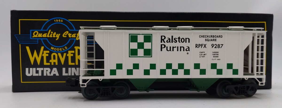 Weaver 9287 O Gauge Ralston Purina Covered Hopper Car (3-Rail) LN/Box