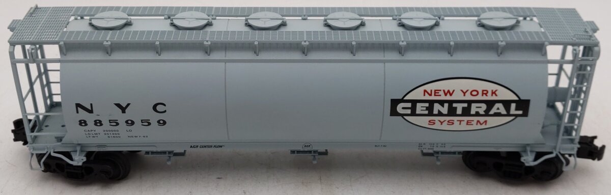 Atlas 6308-1 O New York Central 3-Bay Cylindrical Hopper #885959 (3 Rail) EX/Box