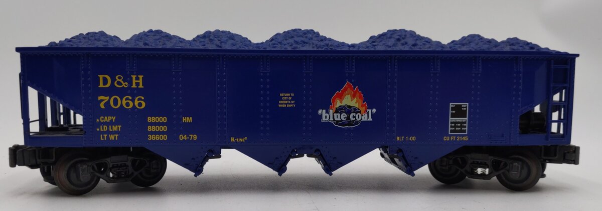K-Line K623-1452 O Gauge Delaware & Hudson 4-Bay Hopper #7066 LN/Box