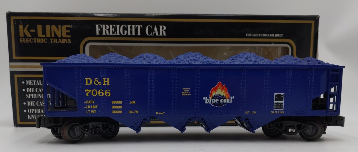 K-Line K623-1452 O Gauge Delaware & Hudson 4-Bay Hopper #7066 LN/Box