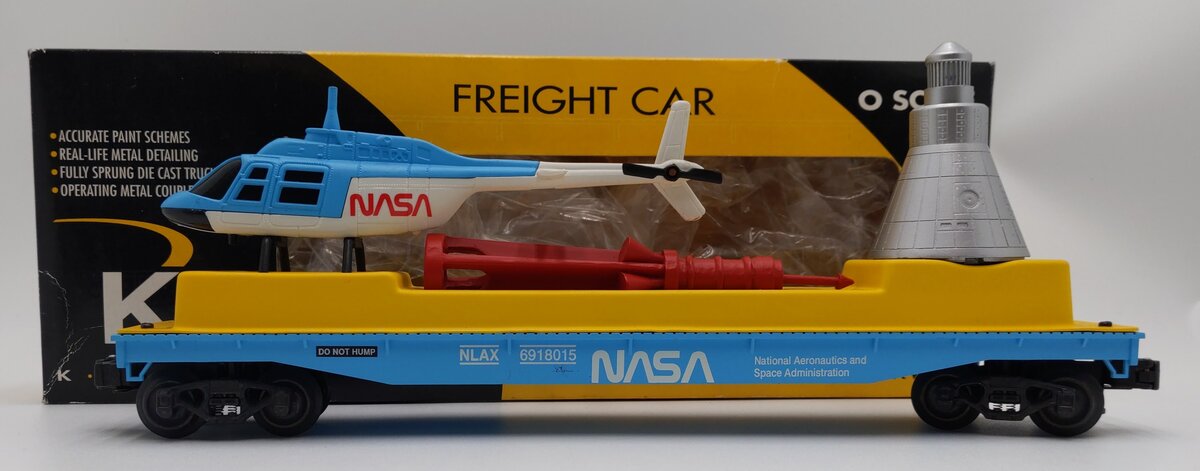 K-Line K691-8015 O Gauge NASA Flatcar w/ Capsule & Helicopter #6918015 EX/Box