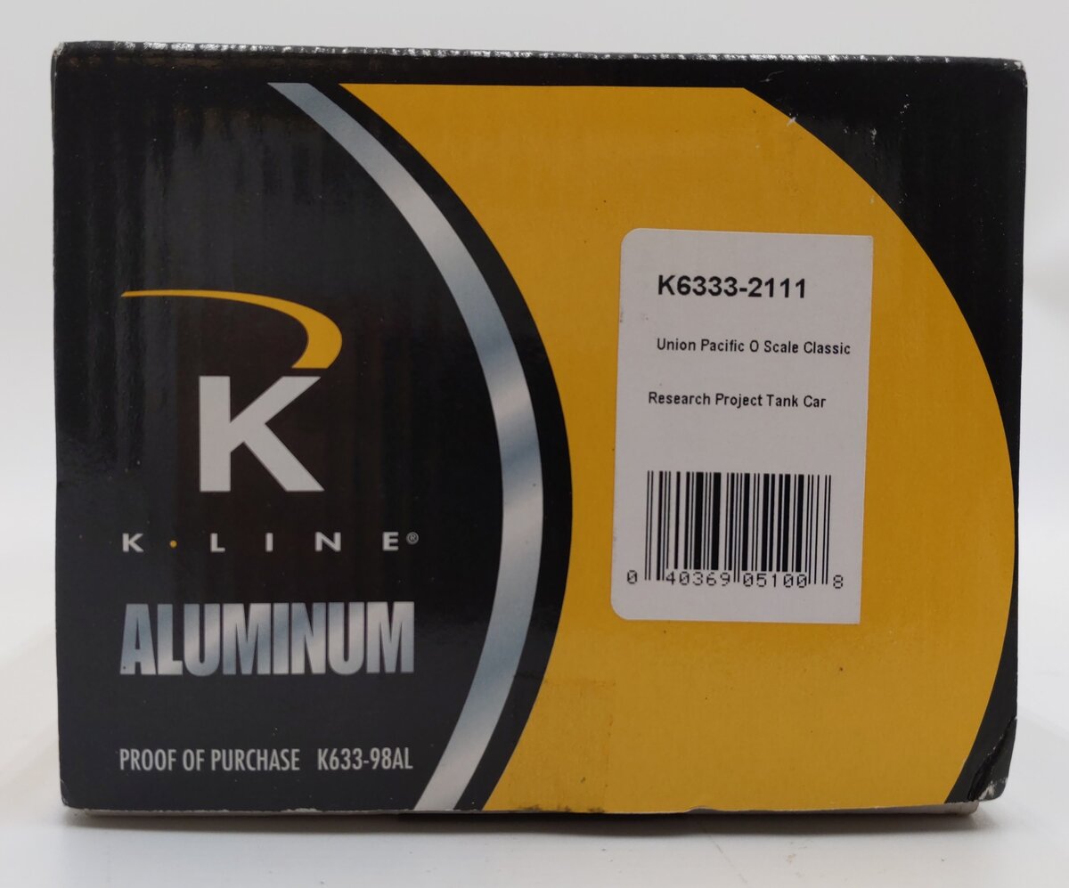 K-Line K6333-2111 O Gauge Union Pacific Research Project Tank Car #75227 EX/Box