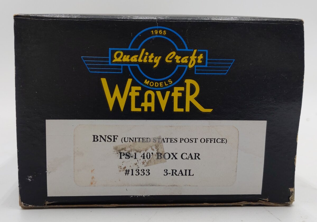 Weaver 1333 O Gauge BNSF U.S. Post Office PS1 40' Boxcar (3-Rail) EX/Box