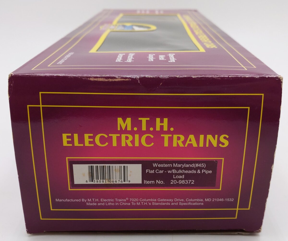 MTH 20-98372 O Gauge Western Maryland Flat Car - No Load/Box