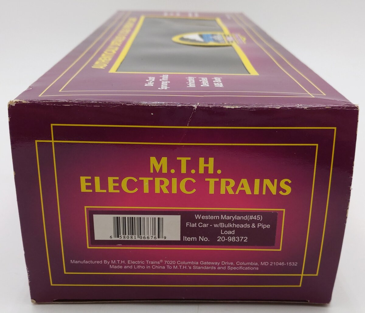 MTH 20-98372 O Gauge Western Maryland Flat Car - No Load/Box