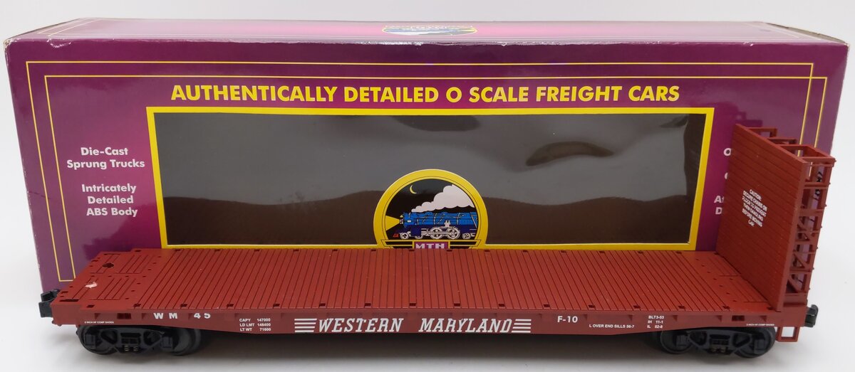 MTH 20-98372 O Gauge Western Maryland Flat Car - No Load/Box