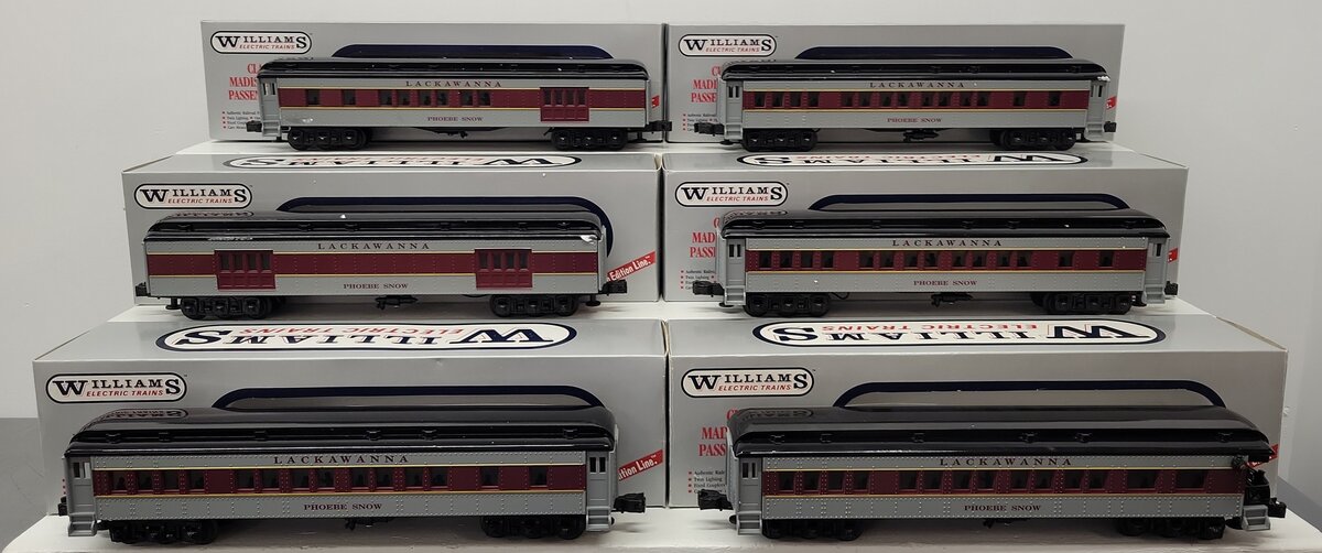 Williams M215S O Gauge Lackawanna Phoebe Snow 6-Car Madison Passenger Set EX/Box