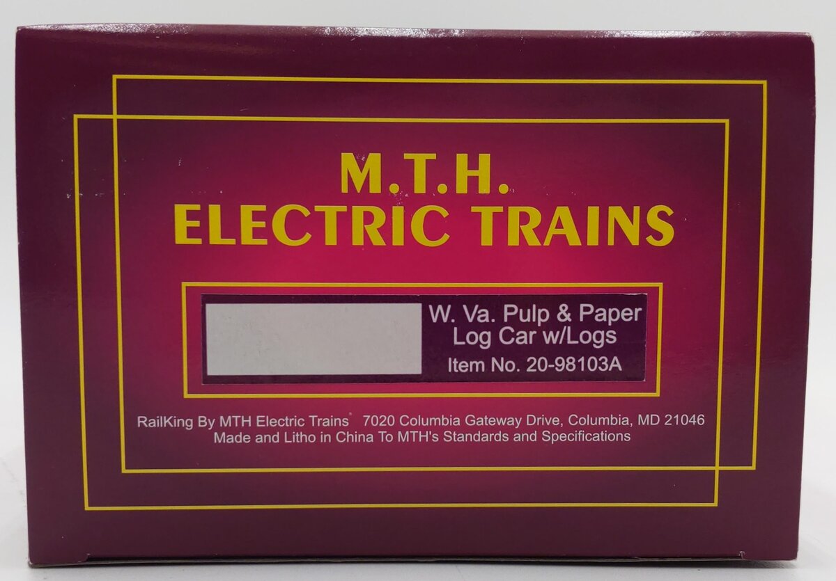 MTH 20-98103A O Gauge West Virginia Pulp and Paper Log Car w/Logs #153 EX/Box