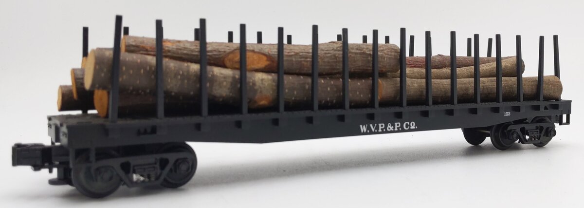 MTH 20-98103A O Gauge West Virginia Pulp and Paper Log Car w/Logs #153 EX/Box