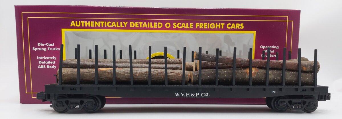 MTH 20-98103A O Gauge West Virginia Pulp and Paper Log Car w/Logs #153 EX/Box